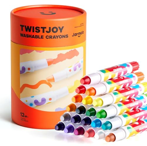 Jar Melo TwistJoy - Crayones jumbo para niños pequeños, 24 colores, no tóxicos, lavables, fáciles de sostener, seguros para bebés y niños