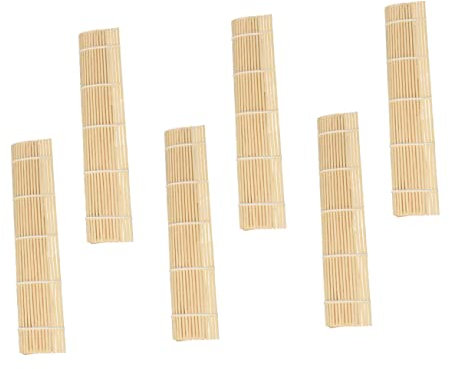 BEBEMOKO 6piezas Esterilla Para Sushi De Bambú Natural Herramienta Enrollable Japonesa Para Hacer Tapete Resistente y Reutilizable Para Cocina y Restaurante