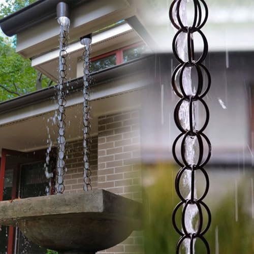 yurstcggh Decorative Rain Chains, Rain Catchers for Garden Rustproof Decorative Hanging Garden Ornaments for Home Balcony Patio Drainage Function 1m(3ft)