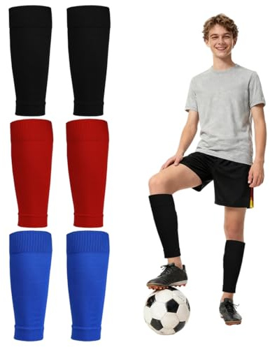 JUGUTA 3 Paia Calzini Tubolari da Calcio, Tubes Unisex, Calze Sportive Tubolari Unisex, Calze Tubolari da Uomo, Calze Traspiranti e Comfort, per Campeggio, Corsa, Allenamento, Nero, Rosso, Blu