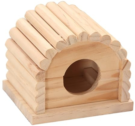 PRETYZOOM Caseta para Hámster de Madera Natural 11x10x9 Cm, Casa Multifunción para Mascotas Pequeñas, Hábitat para Dormir y Jugar, Suministro para Hámsters y Roedores Pequeños