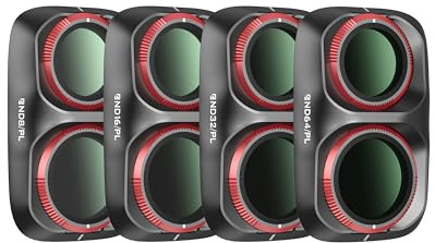 Freewell 4-Pack ND/PL Hybrid Filter Kit för Osmo Pocket 4P/Xtra Muse2 Pro | Bright Day Quick Swap ND8/PL, ND16/PL, ND32/PL, ND64/PL
