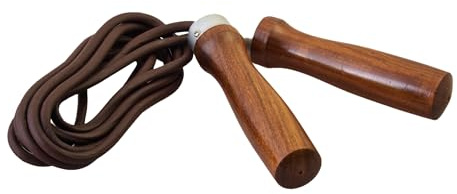 Ju-Sports Springseil aus echtem Leder I Mit Griffen aus Holz & schnell drehendem Kugellager I Optimal für Fitnesstraining, Kickboxen uvm. I 2,5m