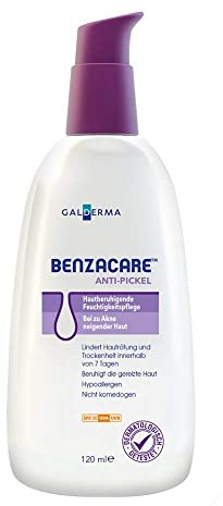 BENZACARE Anti-Pickel Feuchtigkeitspflege für zu Akne neigende Haut, 120ml, Schützt mit LSF 30, Lindert Hautrötungen, reduziert Glanz und spendet Feuchtigkeit, Dermatologisch getestet