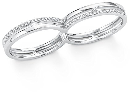 s.Oliver Damen-Ring Doppelring 925 Silber rhodiniert Zirkonia weiß Gr. 54 (17.2) - 2015104