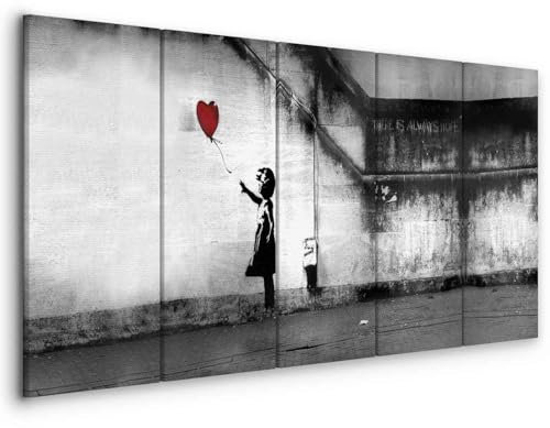 murando - Quadro Banksy 200x80 cm - 5 pezzi Stampa su Tela XXL Quadri Moderni Murale Moderno Grafica Decorazioni da Parete per il Soggiorno Street Art Urban Murale i-C-0113-b-m