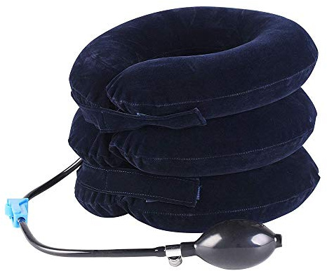 PEPECARE Oreiller d'alignement de colonne vertébrale gonflable de dispositif de collier de traction cervical Soulagement instantané de la douleur pour la douleur chronique au cou et aux épaules (Bleu)