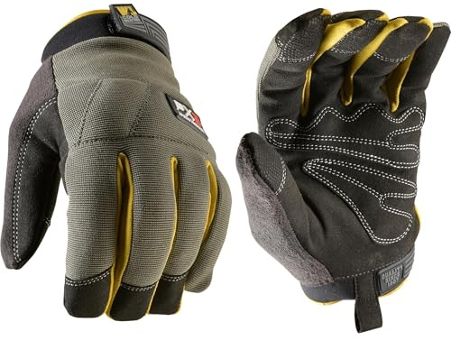Wells Lamont FX3 Insulated Synthetic Leather Winter Work Gloves for Men – Warm 3M Thinsulate, Fleece-Lined, Touchscreen – Water-Resistant, Reinforced Palm, Adjustable Wrist – Green, Large (7794L)
