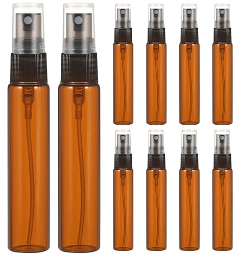 SOLUSTRE 10 Stück Sprühflasche 10ml Glas Spray Flaschen Mini Fein Nebel Spray Mini Feinnebel für ätherische Öle Aroma chemische Flüssigkeit