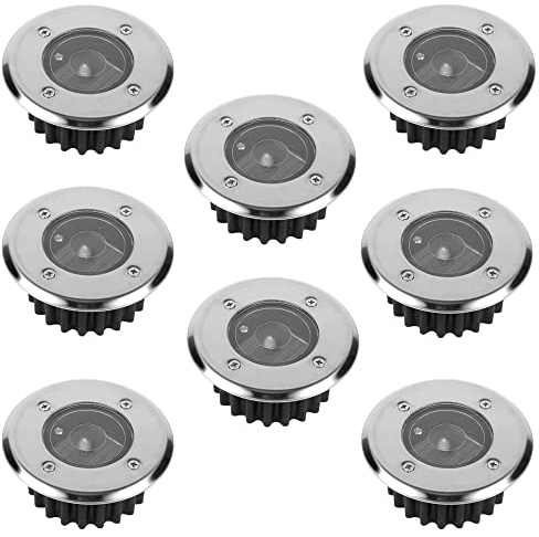 H4L 8x LED Solarleuchte Bodeneinbaustrahler rund Ø 85mm 8er Set Solarlampe Einbaustrahler Bodeneinbauleuchte trittfest