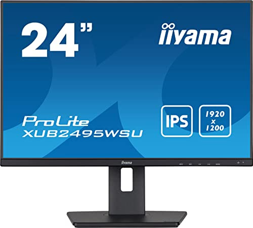 iiyama XUB2495WSU-B5 24 Inch IPS LCD (sRGB: 99 Percent, NTSC: 72 Percent) with Slim Bezel, 5ms, 1920x1200,1x HDMI,1 x DisplayPort, 1 x VGA, 4 x USB, 2 x 2W Speakers, HA Stand