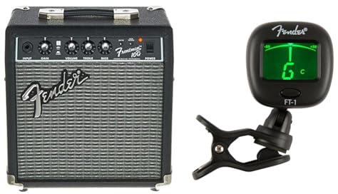 Fender Frontman 10G Combo Gitarrenverstärker – Idealer Übungsverstärker für E-Gitarre & FT-1 Pro Clip-On Tuner – Für akustische und E-Gitarre, Bass und Ukulele – Schwarz