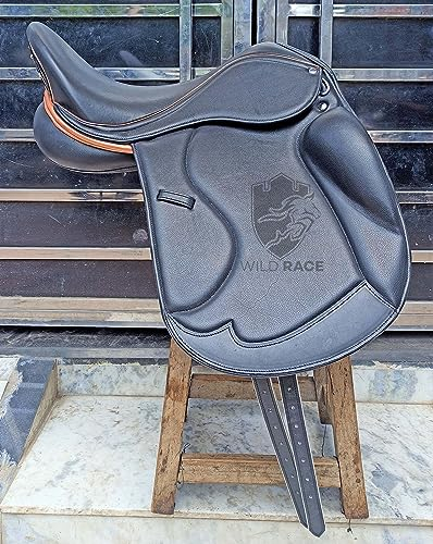 WILD RACE Leder-Dressur-Doppelblatt-Wechselkopfeisen-Sattel/Leather Dressage Double Flap Changeable Gullets Saddle (18)