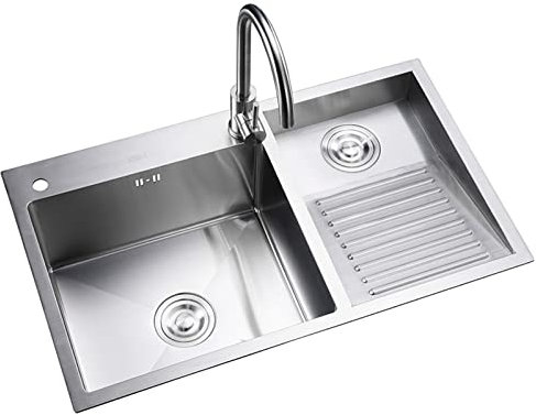 Lavandino per Lavanderia da Esterno Lavandino in Acciaio Inossidabile con ASSE Lavatoio Lavandino per Lavanderia Domestica Lavandino Singolo Grande Fatto a Mano (Color : Silver (L), Size : 7