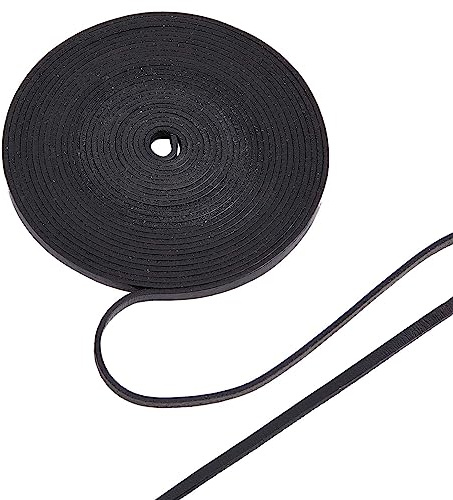 GORGECRAFT 5 m äkta läderremsa, 10 mm, svart, platt läderband, 2 mm tjockt koskinn, rem, sträng, flätning, trådrep för armband, halsband, bälten, stövlar, spets, smyckestillverkning, gör-det-själv