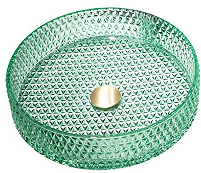 DSeenLeap Badezimmer-Waschbecken mit Abfluss-Kombination, Aufsatzwaschbecken fürs Badezimmer, Glaswaschbecken, Schüssel auf der Oberseite, zylindrisches Aufsatzwaschbecken