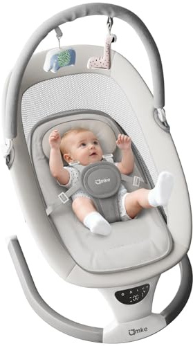 AMKE Electric Baby Rocker Swing for Infants, Extra-Large Mesh Seat, Portable 5-Speed Baby Rocking Chair with 3 Timers & 12 Lullabies, for Baby Boy Girl Shower Gifts, Lightweight for Outdoor Use