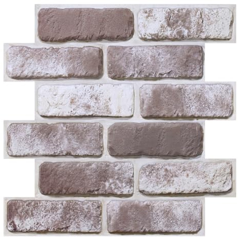 Commomy 10 stycken 3D-väggpaneler stenutseende 30 x 30 cm självhäftande tapet stenutseende stentapet självhäftande väggbeklädnad PVC tegeltapet för vardagsrum sovrum kök öppen spis