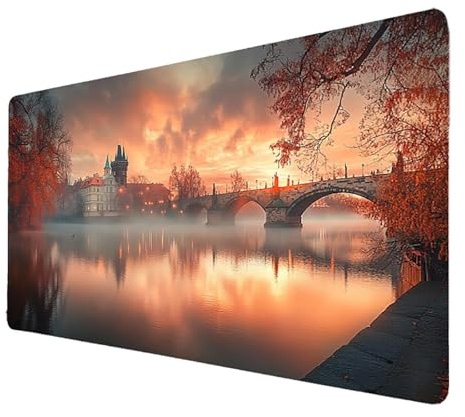 Tapis De Souris xxl Gaming Gris Tapis Souris 1000 x 500 x3mm, Grand Mousepad Paysage Antidérapant Étanche Bords Cousus Base en Caoutchouc, Gaming Accessoire pour Pc Gamer Cadeau Homme Deco Bureau 3227