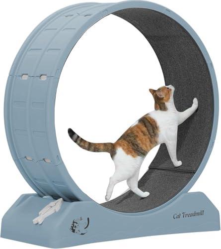 WUDLEP Rueda de ejercicio para gatos, cinta de correr de 31.5 pulgadas para gatos de interior, rueda de correr con pista alfombrada, fácil de instalar, fitness y salud, adecuada para la mayoría de