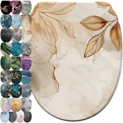 Sanilo WC Sitz mit Absenkautomatik & Schnellverschluss, Toilettendeckel per Knopfdruck abnehmbar, einfache Montage von oben (Faylora)