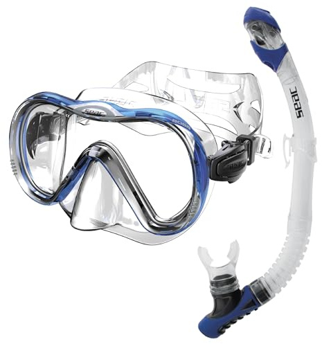 SEAC Set Bis Boss Dry, Set in Silicone per Immersioni e Snorkeling con Maschera e Snorkel con Sistema Dry Top e Valvola di Spurgo