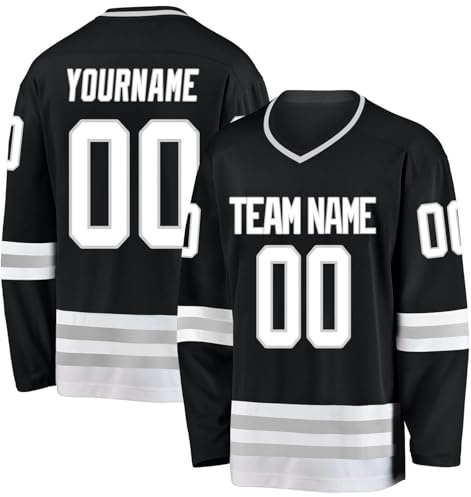 Maillot de Hockey Personnalisé - Concevez Votre Shirt de Hockey Personnalise avec Votre Nom équipe Numéro à Col en V Homme Femme Youth Maillots de Hockey sur Glace(47 Maillot-Hockey)