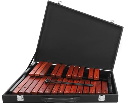25 anteckningar xylofon inklusive praktiskt bärfodral, xylofon-instrumentofonplattor med bärväska, för högpresterande musikkonsert, presentation, skolkonsttävling (röd)