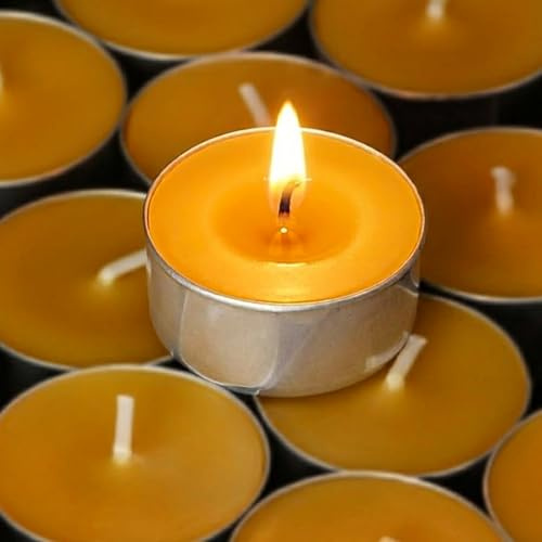 10 Pack Beeswax Tealights Candles, 4 Hour Unscented Candles