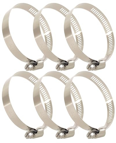 KShun 6 Pcs 46-70 mm Large Diameter Heavy Duty Hose Clamps, 304 Stainless Steel Industrial Worm Drive Jubilee Clips for Big Pipe, Tube, Duct, Drainage, HVAC