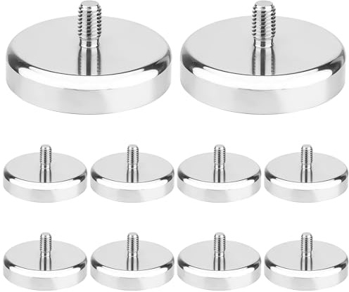 10 imanes de neodimio de 32 mm de diámetro con rosca M6, 36 kg de fuerza de sujeción, imanes redondos de neodimio con rosca, imanes extra fuertes para tornillos o ganchos