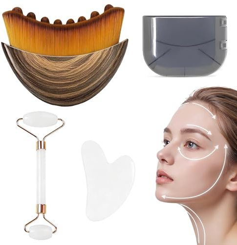 Kezidhp 3 Cepillos Linfáticos Gua Sha Facial Drenaje Contorno Corporal Seco