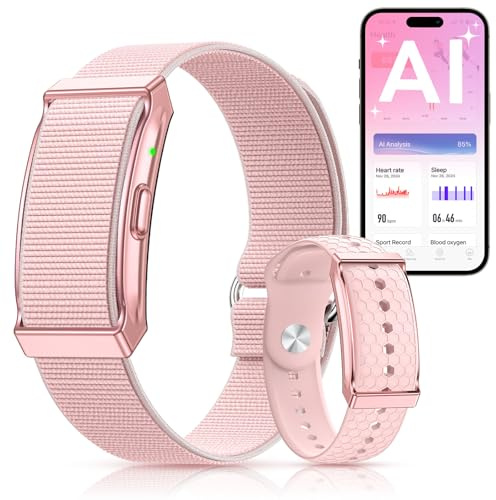 Pulsera de Actividad sin Pantalla Hombre Mujer, Smart Band con Análisis de IA, SpO2, Pulsómetro, Sueño, 120+ Modos Deportivos, Calorías, IP68 Podómetro, Pulsera Inteligente sin Suscripción, Rosa