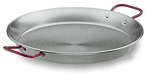 Lacor 63671 PAELLERA DE Hierro 70 CMS, Acciaio Inossidabile, Silber/Rot, 70 cm