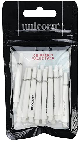 Unicorn Dart Shafts | Gripper 3 Value Pack | Durable Nylon | White | 15 Stems | Medium 44.2 mm
