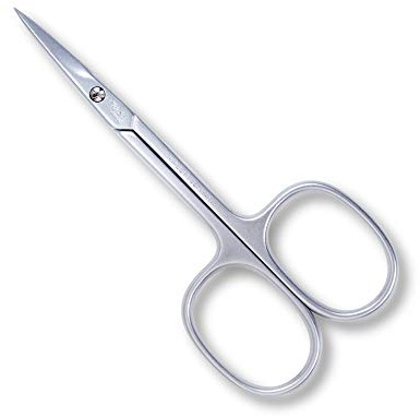 Credo Solingen piel Tijeras 8 cm, curvada, color cromado mate