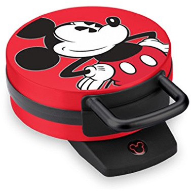 Disney Mickey Mouse Waffle Maker by Select Brands - Nonstick Waffle Iron for Fun Mickey-Shaped Waffles - Disney Kitchen Gift - 800 Watts - Red