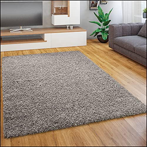Paco Home Teppich Wohnzimmer Schlafzimmer Hochflor Shaggy Flokati Optik Einfarbiges Design Weich Flauschig Moderne Deko, Grösse:70x250 cm, Farbe:Grau