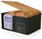 Lumaland Cuisine Brotkasten | Brotdose aus Metall mit Bambus Deckel | Brotbox rechteckig 30,5 x 23,5 x 14 cm | 2in1 Brotbehälter & Schneidebrett [Schwarz]
