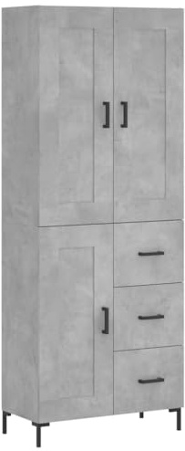 vidaXL Buffet Haut, Armoire de Rangement avec Pieds, Meuble de Rangement, Organisateur Salon Salle de Séjour, Industriel, Gris Béton Bois d'Ingénierie