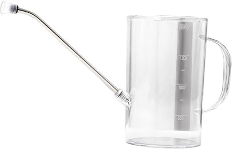 Milageto Gießkanne klein für den Hausgarten, Blumengießkanne mit Langer Tülle und abnehmbarem Sprühkopf, Kunststoff-Gartengießkanne zum Gießen von Blumen, Bonsai-Pflanzen, Bäumen, 2 L Klar