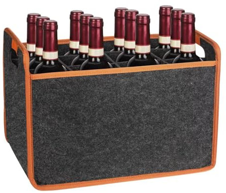 Sac fourre-tout portable pour bouteille de vin avec 12 compartiments | Boîtes à spiritueux pour déménagement | Boîte de rangement en feutre avec séparateur | Carafe de transport de boissons pour