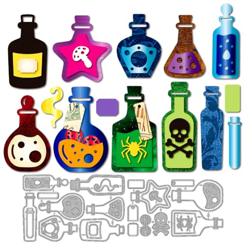 MAYJOYDIY Potion Bottle Metal Cutting Dies Magic Potion Die Cuts Stencils Label Test Tube Embossing Template Dies for DIY Paper Craft Card Making Scrapbooking Album Decor