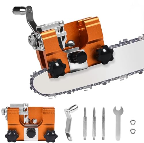 Kit de plantilla de afilador de motosierra, herramienta de afilado de sierra de cadena portátil con piedra de afilar de rebabas, accesorio de afilador manual para sierra de cadena eléctrica, leñador