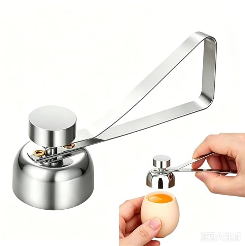 HREDZEO Abridor de huevos de acero inoxidable, 1 pieza grande cortador de cáscara de huevo herramienta 304 de grado alimenticio para huevos duros blandos, desayuno, alimentos para bebés, hornear