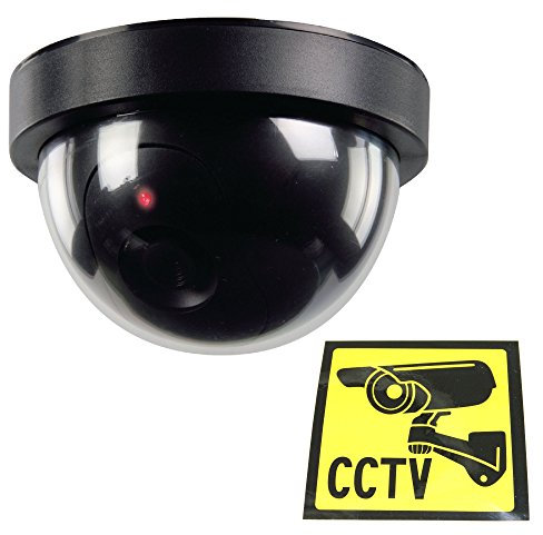 Ex-Pro Black Dummy/Fake CCTV Security Dome Camera With built-in Flashing LED