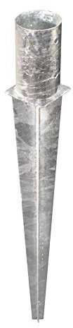 Alberts 211455 Anclaje para enterrar, Para postes de madera cuadrados y redondos, Galvanizado en caliente, Ø141 mm, Longitud total 750 mm