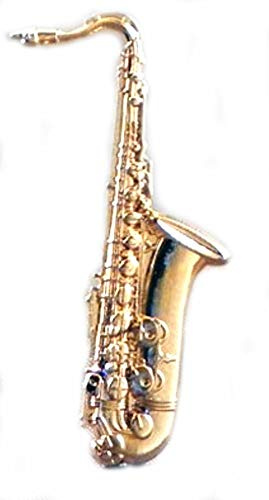 Broche de metal con forma de saxofón, chapado en oro