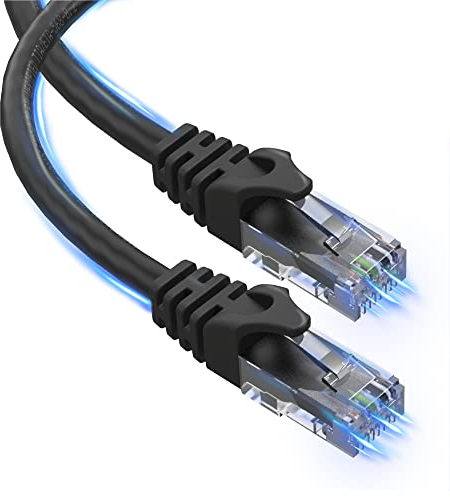 Ultra Clarity Cables Ethernet Cable Cat6 15M/50ft High-Speed 10Gbps LAN Cable with Gold Plated RJ45 Connector for Router, Modem, PC, Switches, Hub, Laptop, Black, 1 Pack