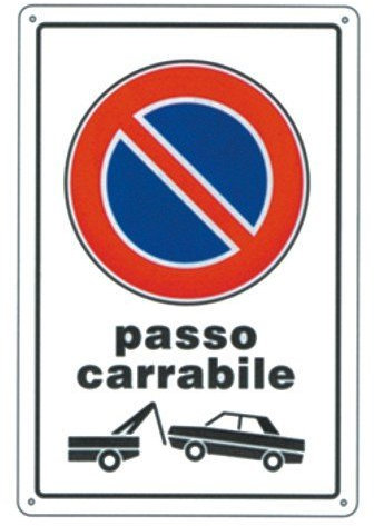 Cartello Plastica Passo Carrabile Cm 20X30 Edilizia Segnaletica Sicurezza